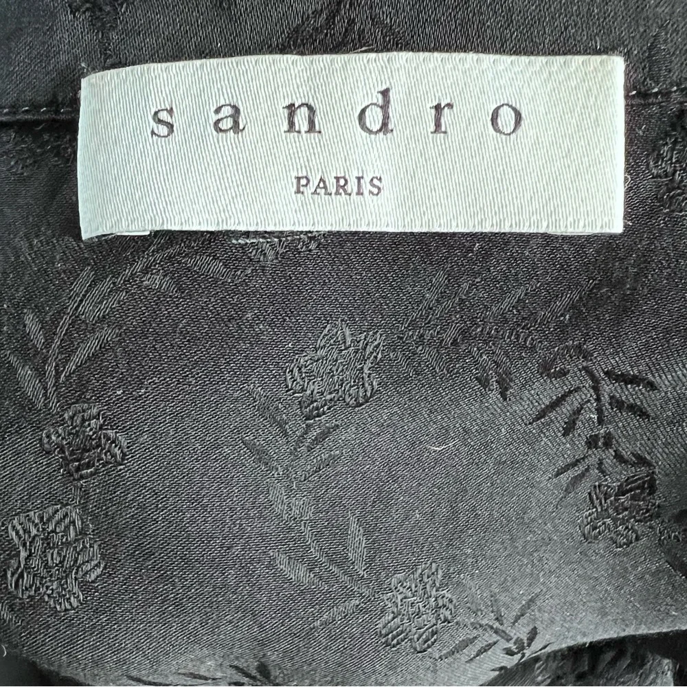 Sandro Black Floral Patterned Satin Top - Picture 7 of 9
